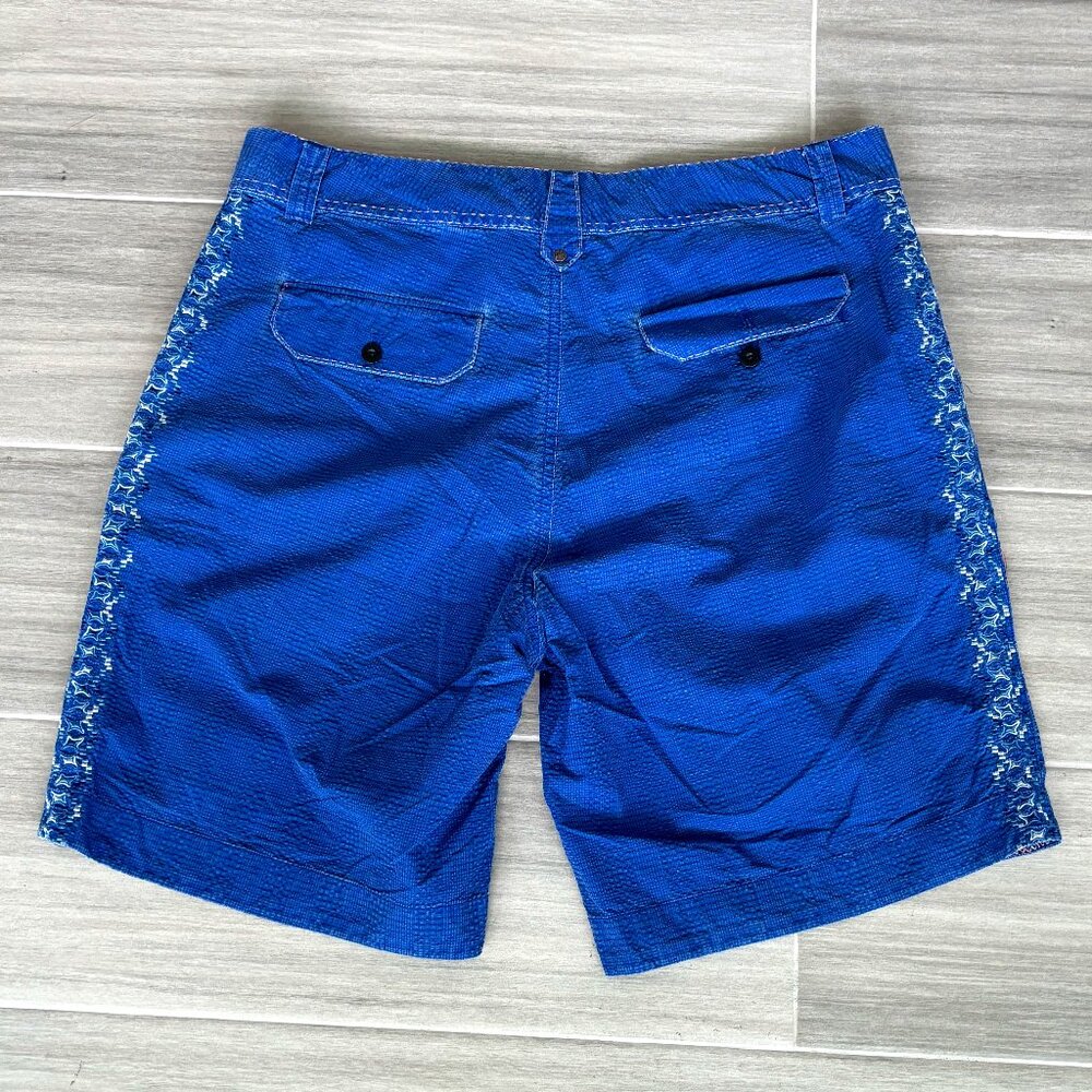 ROBERT GRAHAM Denim Shorts Men's 38W Blue White Stitched Trim Design Pockets - Picture 2 of 8